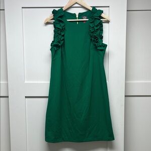 Vince Camuto Green Ruffle Midi Dress